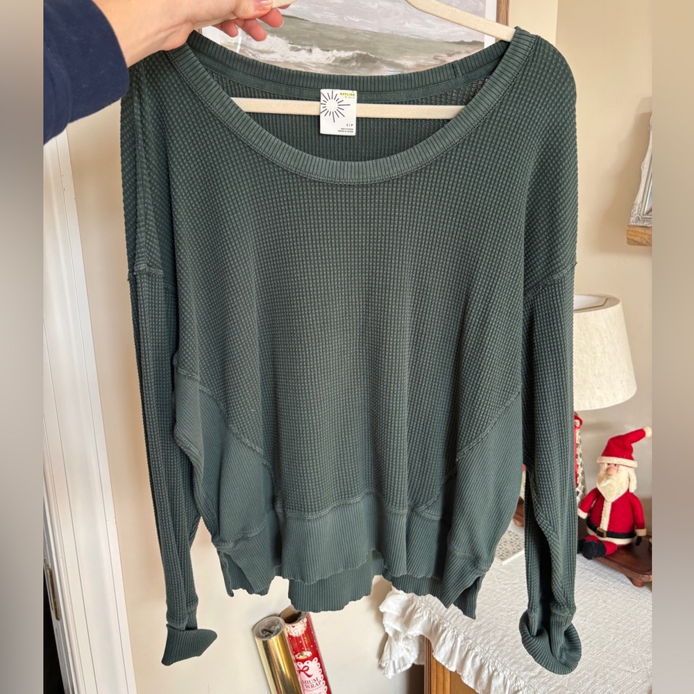 Aerie Waffle Knit Offline Long Sleeve Top